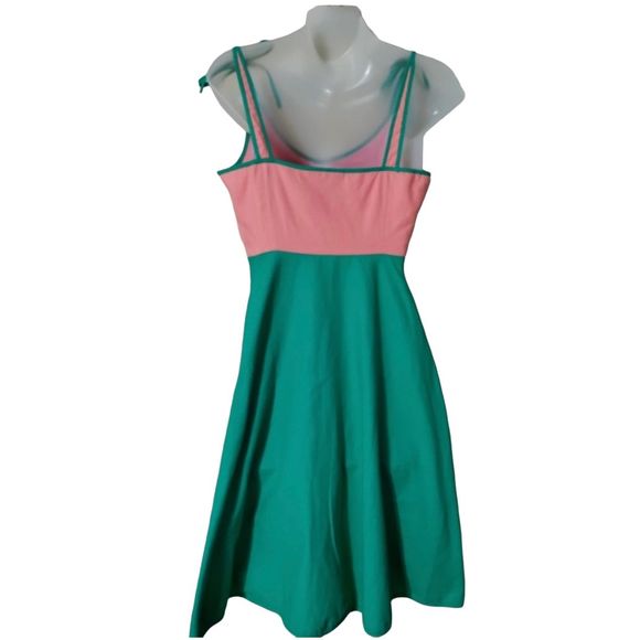NWOT MODCLOTH | RARE Pink Green Full Swing Midi Skirt Dress fit flare 2X 20 22 - Picture 4 of 9